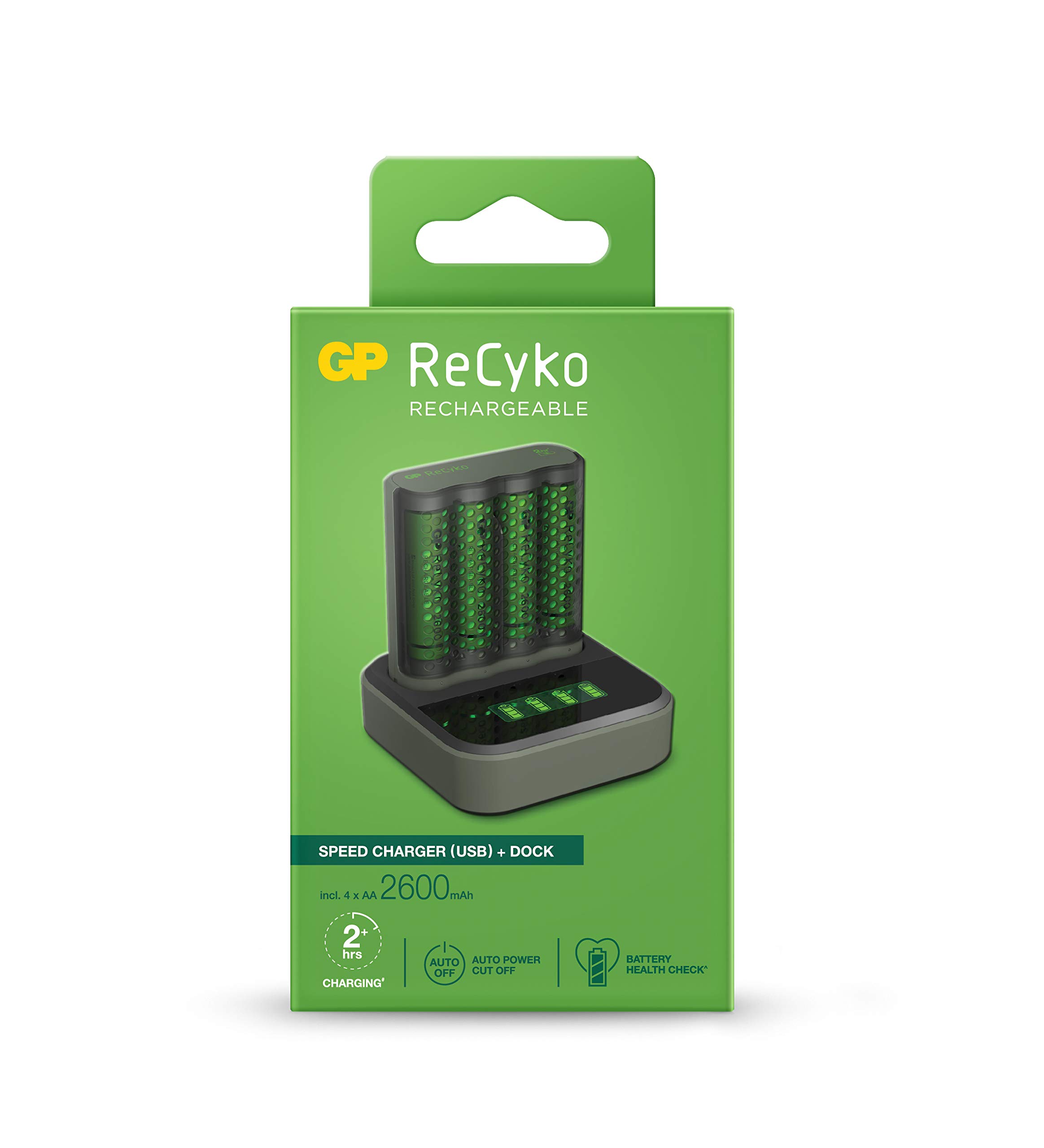 GP ReCyko Speed Charger M451 (USB) avec Station de Charge D451, 4 Piles AA NiMH 2600 mAh