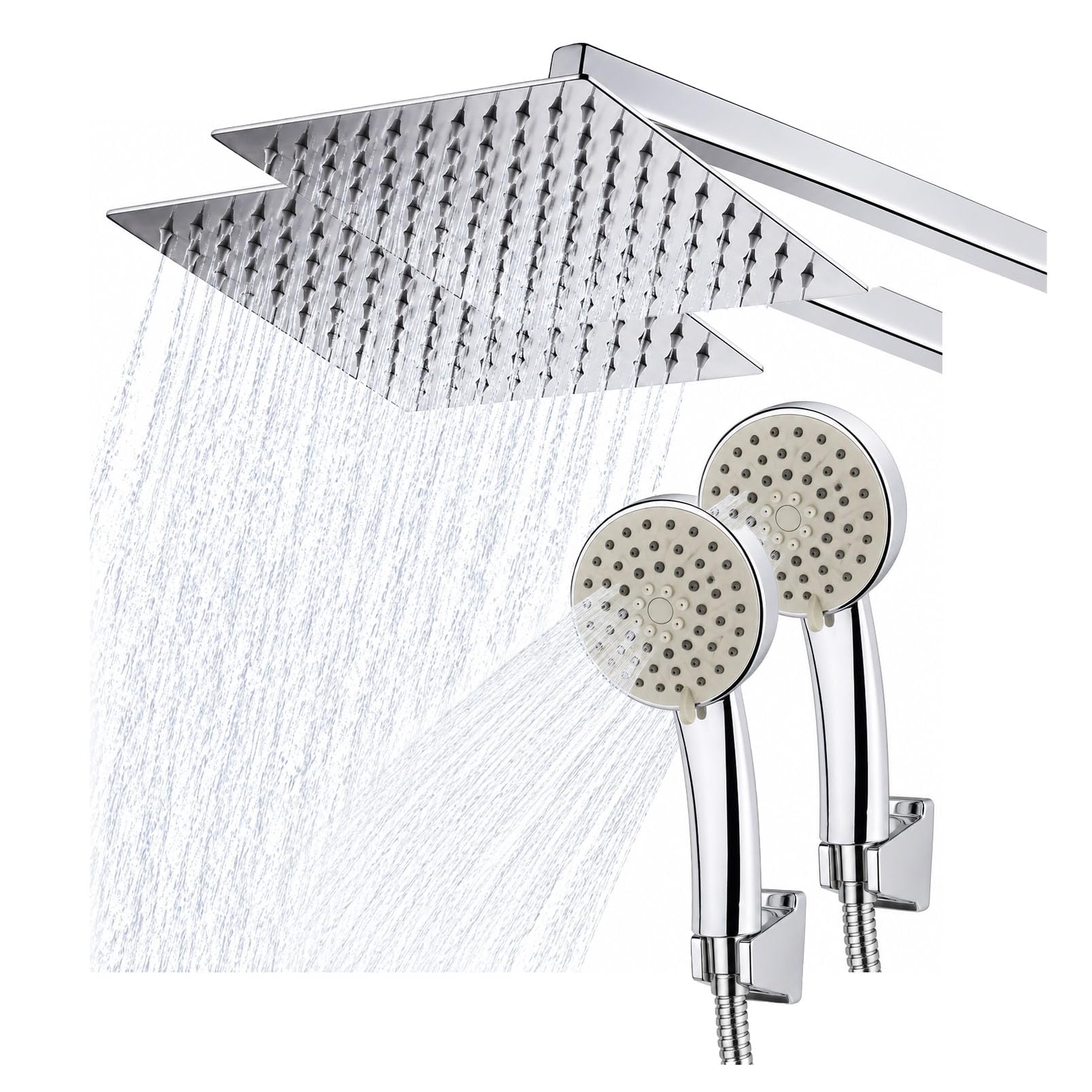 8x8 Stainless Steel Rain Shower Head - Waterfall Luxury -4