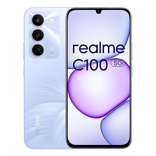 realme C100 5G Smartphone, 4GB+128GB, Display LCD 144Hz 6,5", Batteria 6600mAh, Fotocamera 50MP IA, IP64, Ricarica Rapida 45W, Dual SIM, AI Boost, Viola (Senza Adattatore)