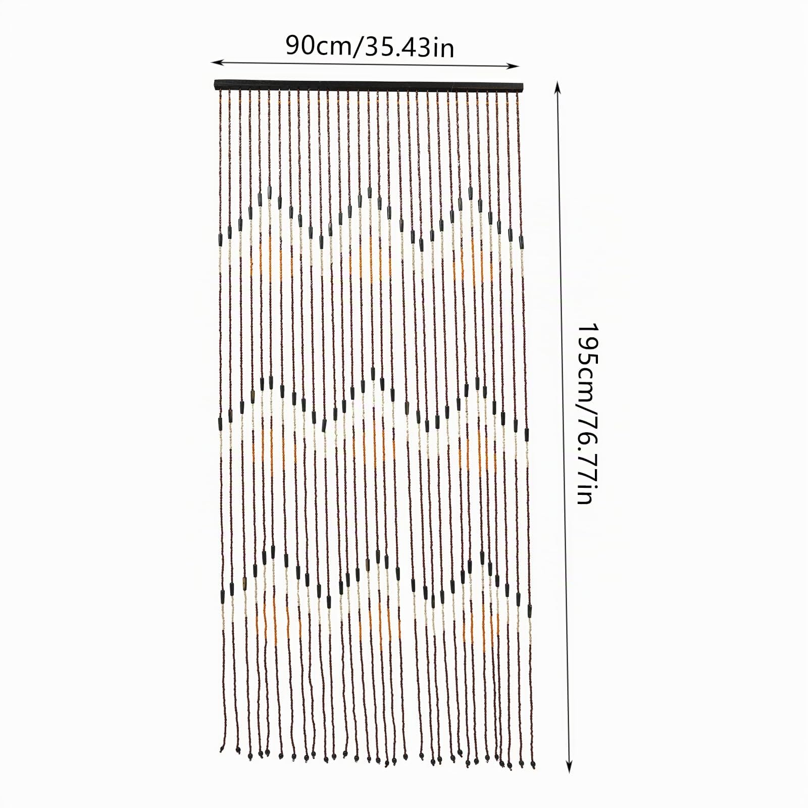 Tenda di perle per porte in legno di bambù, per porta del balcone, zanzariera, con perle, realizzata in bambù e perline di legno, 90 x 195 cm