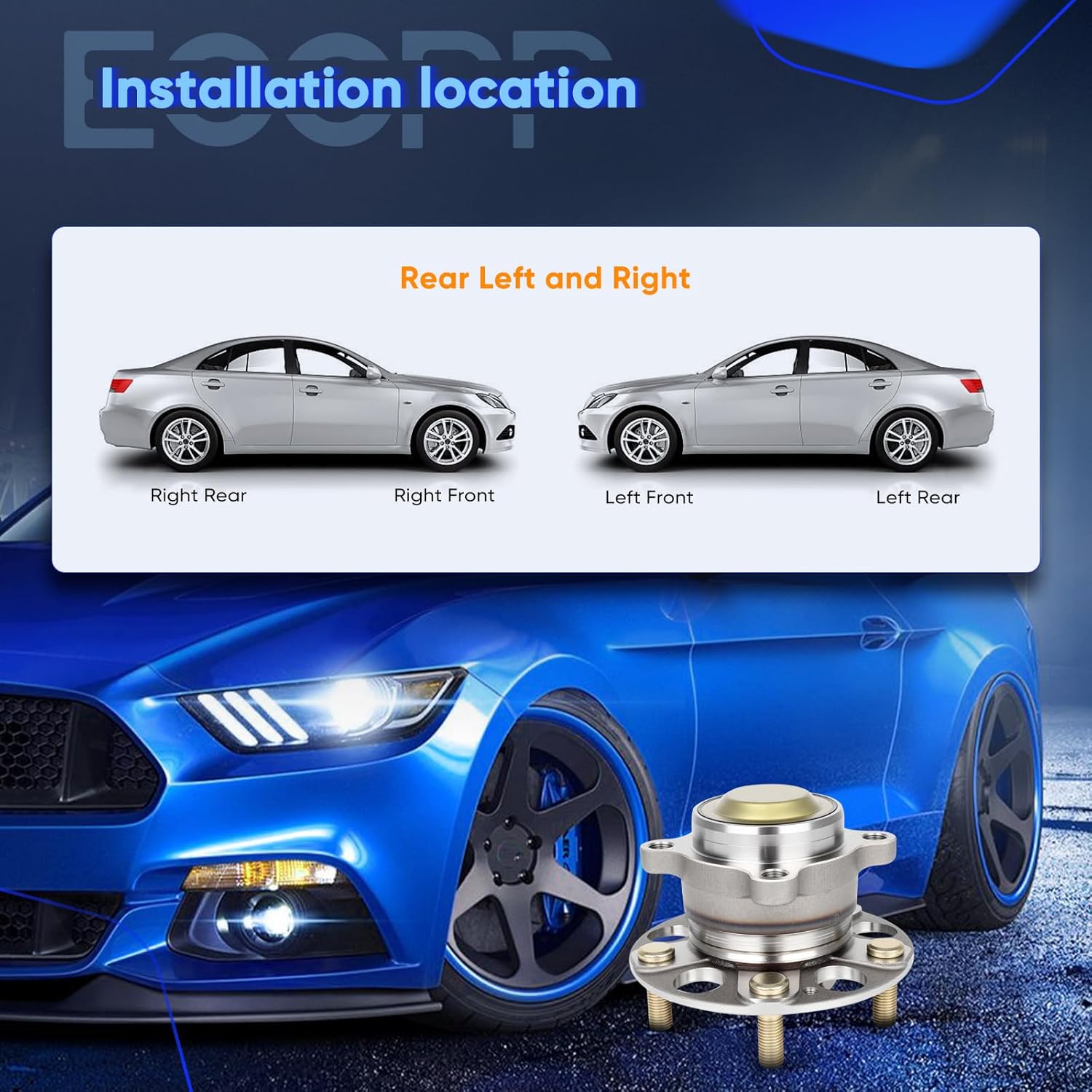 ECCPP 512544 Rear Wheel Hub Bearing Assembly For ACURA TLX 2015-2020 3.5L, 2.4L, FWD,For HONDA ACCORD 2013-2015 3.5L, 2.4L,For HONDA ACCORD 2018-20