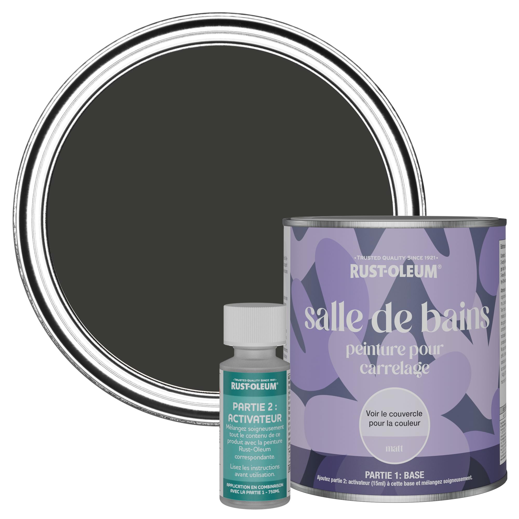 Rust-Oleum Black Water-Resistant Bathroom Tile Paint in Matt Finish - Dark Magic 750ml