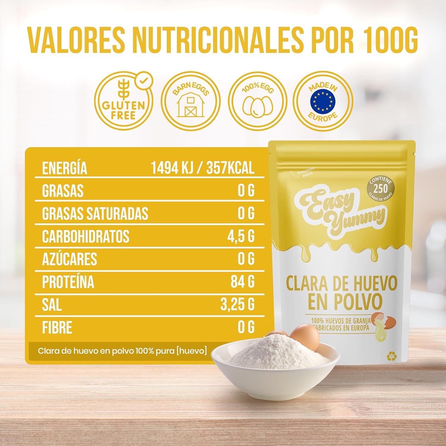 Clara De Huevo En Polvo 1 Kg – Huevos Deshidratados 100% Para Repostería Y Cocina