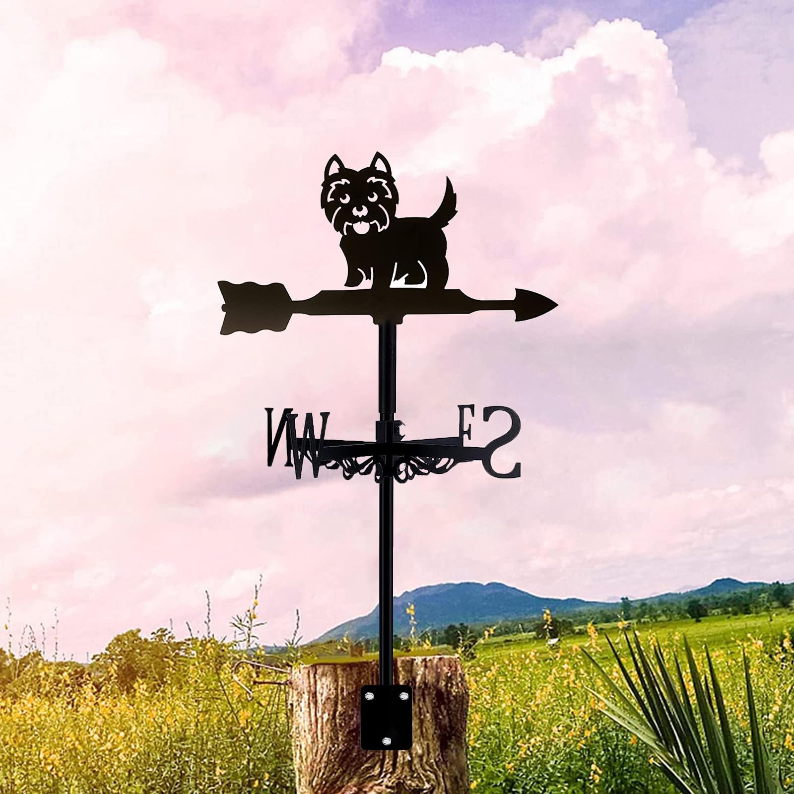 Metal Weather Vane Dutch dog Shape Weathervane Stainless Steel Wind Vane Retro Pharaoh Hound Wind Direction Indicator for Garden Shed Fishing Farm Roof Mount Scene Art Weathercock Decor