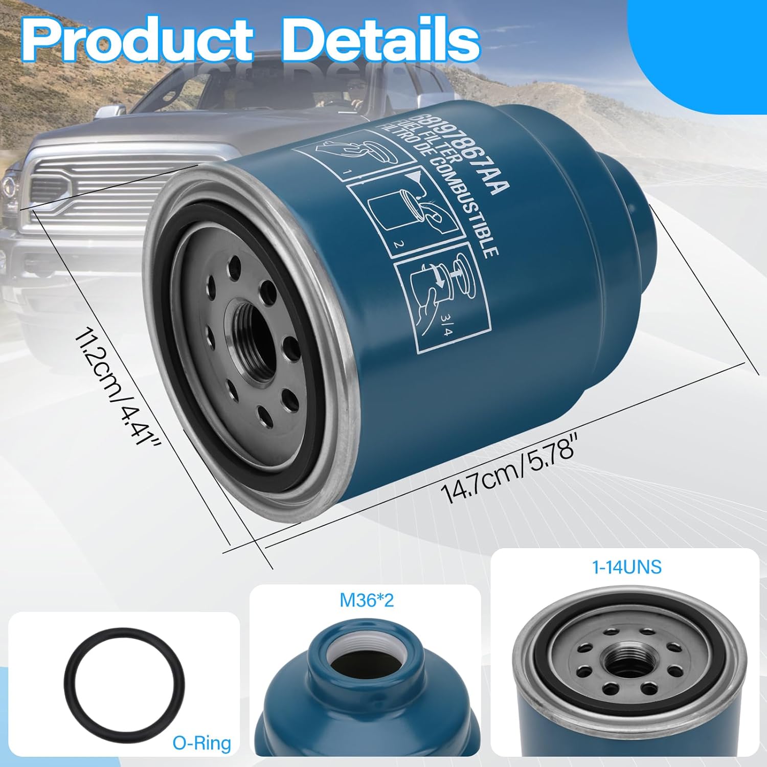 Ram 6.7L Cummins Filter Kit fits 2013-2018 | | Replaces 68197867AA 68157291AA 5083285AA, OEM Grade Oil/Fuel Filter and Fuel/Water Separator.