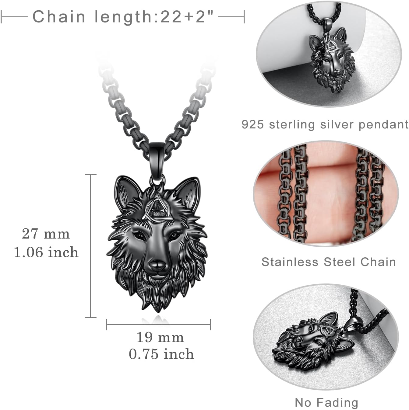 Therian Necklace 925 Sterling Silver Wolf Therian Pendant Necklace Therian Jewelry for Men Women - Image 4