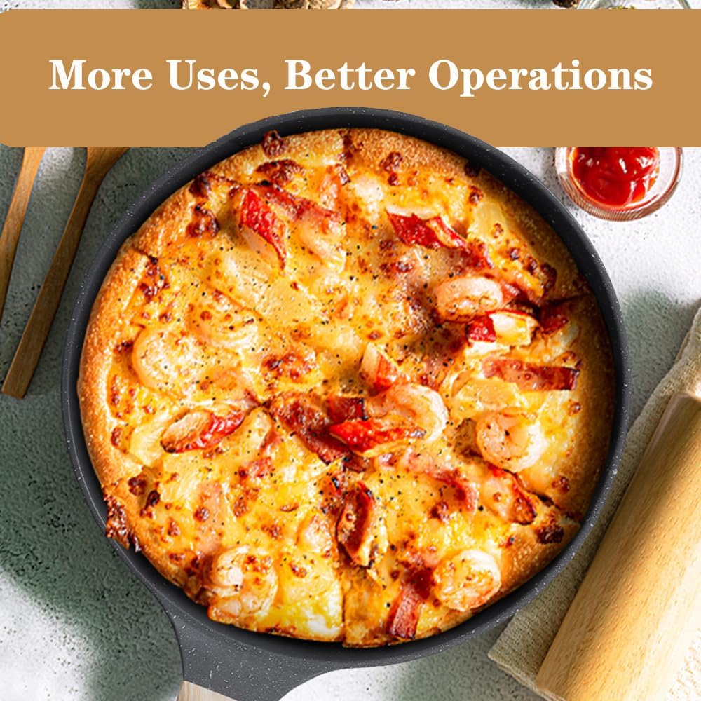 Crepe Pan 9.5-Inch, Pancake Pan, Nonstick Frying Pan with Detachable Handle, Granite Coating Flat Pancake Pan, Perfect for Corn Pancake, Omelette, Steak, and more, All Stove Compatible - Image 5