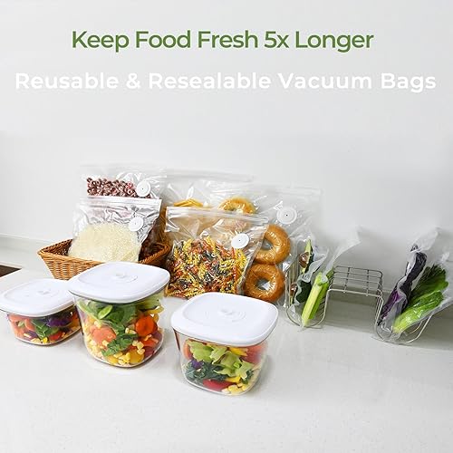 Miniatura 8 de 20 bolsas reutilizables de sellado al vacío para alimentos, compatibles con la mayoría de selladores al vacío de mano, sin BPA, bolsas Sous Vide,