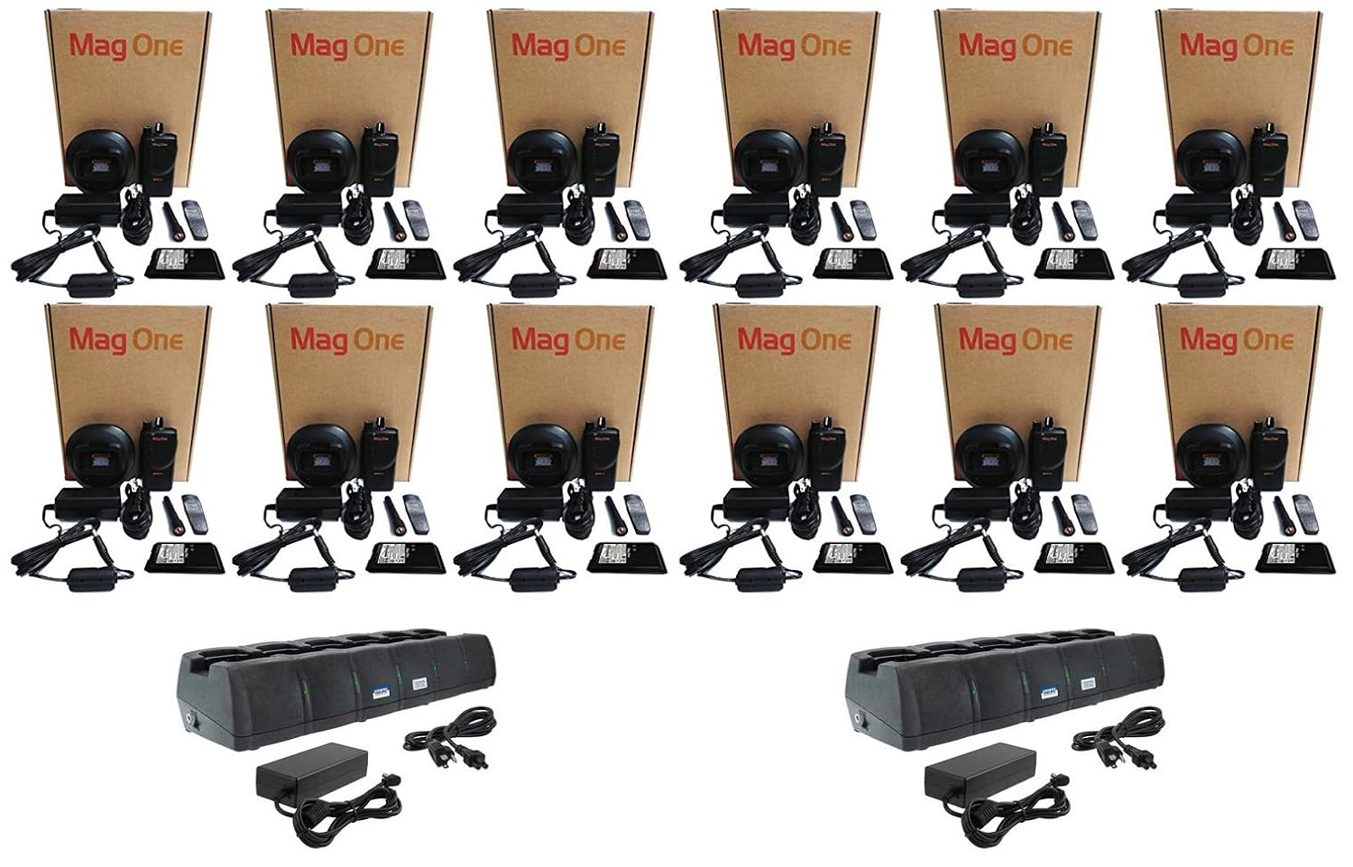 BPR40 VHF 150-174MHz 16 Channel 5 Watt Portable Radio with EC6M-TWP-MT10A Multi Unit Charger 12 Pack