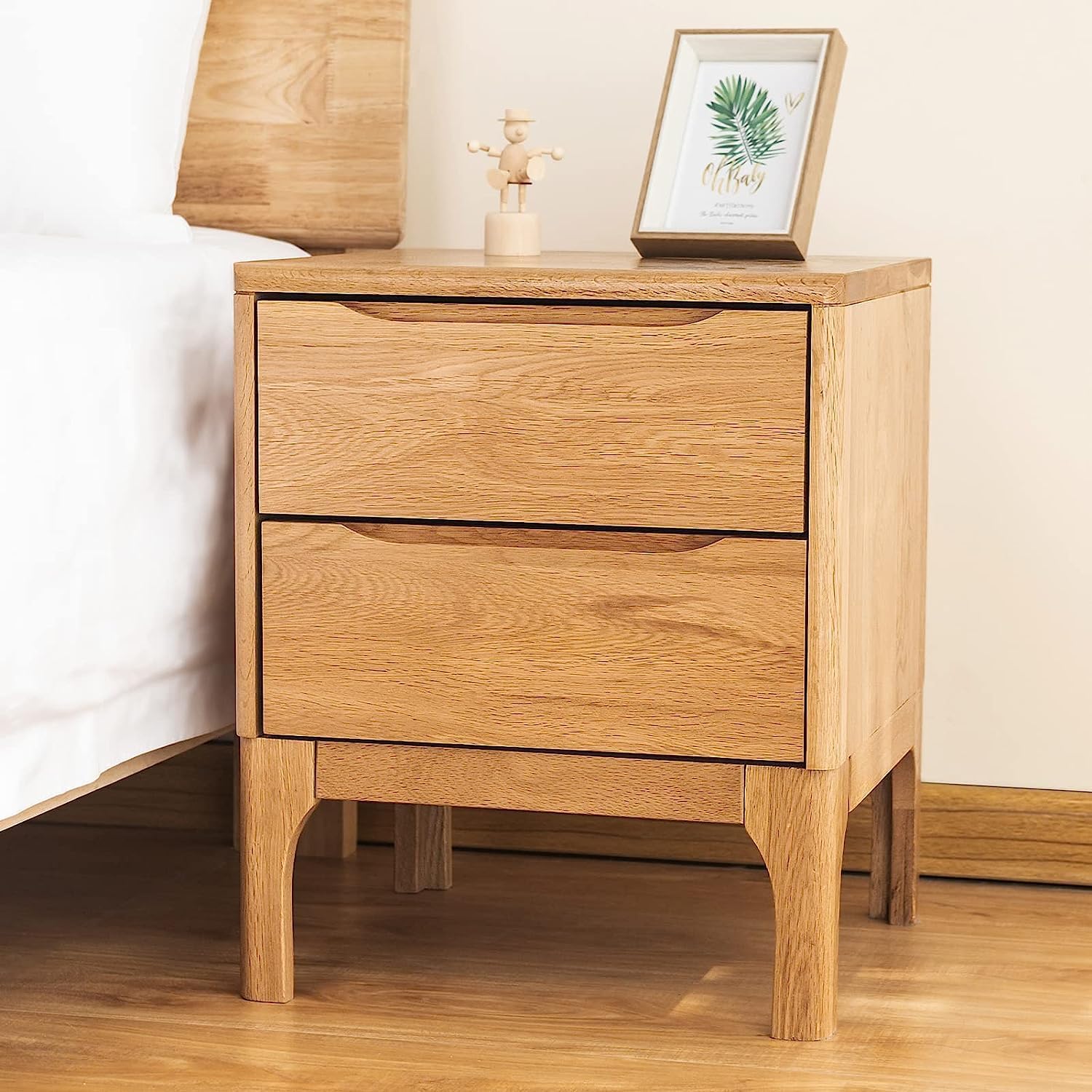 Amazon.com: PEYNIR Solid Wood Nightstand with Drawers Bedside Chest Set
