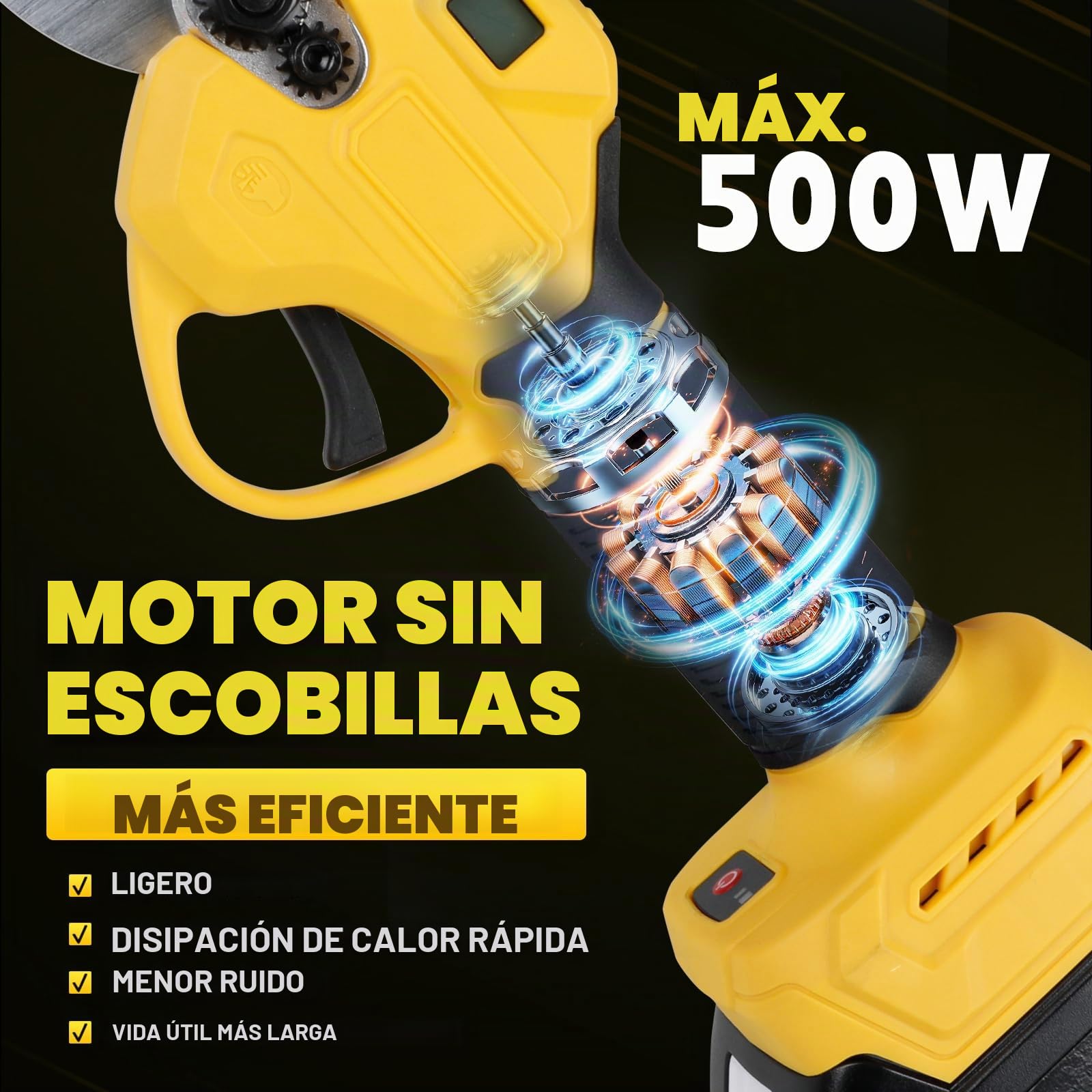 Tijeras de Podar Eléctricas Compatibles con Dewalt 18V 20V sin batería | Tijeras de Poda bateria de 40 mm Tijeras de podar electrica 500W con Motor Brushless para Jardinería, Árboles Frutales