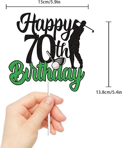 Miniatura 7 de Decoración de pastel de golf de 80 cumpleaños negro verde golf 80 años jugador de pelota decoración de pastel 1943 temática deportiva suministros