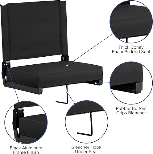 Miniatura 9 de Flash Furniture - asiento cómodo para usar en gradas de Flash - soporta 500 libras Silla de estadio ligera con asa y asiento ultra acolchado