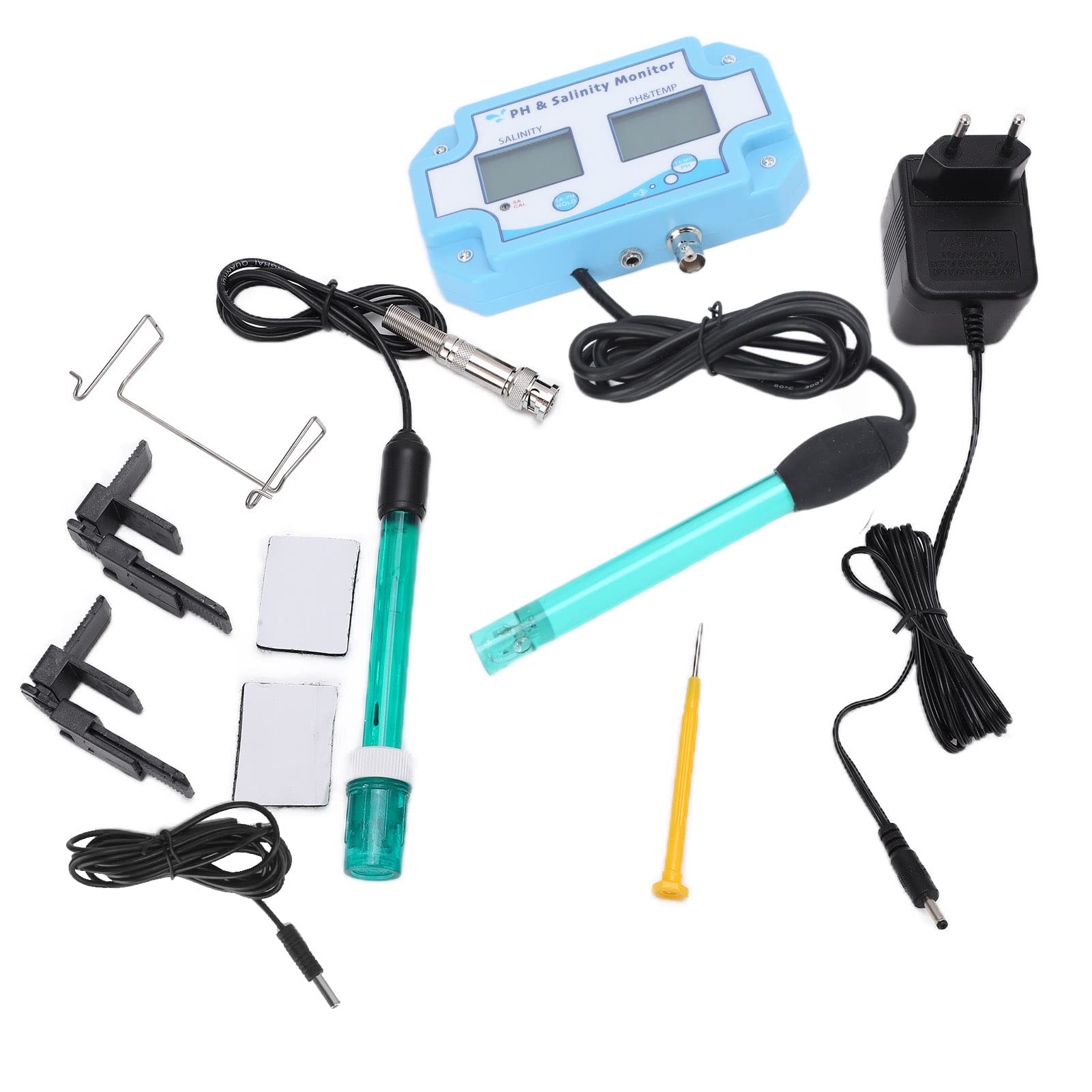 Flexman PH~2987 Misuratore PH Digitale, Misuratore TEMP Salinità PH Online 3 in 1, Analizzatore di Monitoraggio Della Qualità Dell'Acqua per Acquario, Piscina, Laboratorio