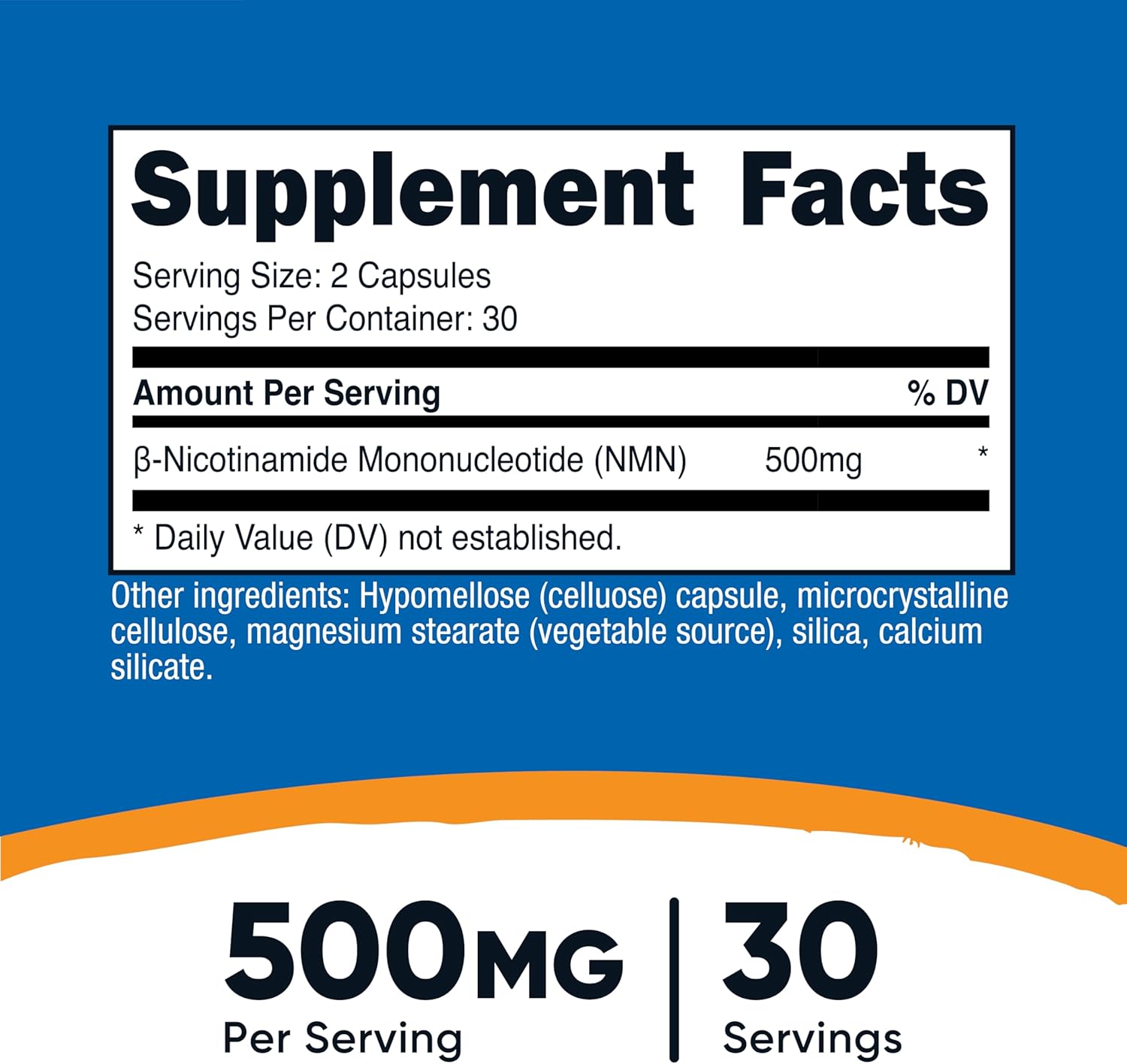 Nutricost NMN (Nicotinamide Mononucleotide) 500mg, 60 Capsules - Vegetarian Friendly, 30 Servings, Gluten Free, GMO Free - Image 2