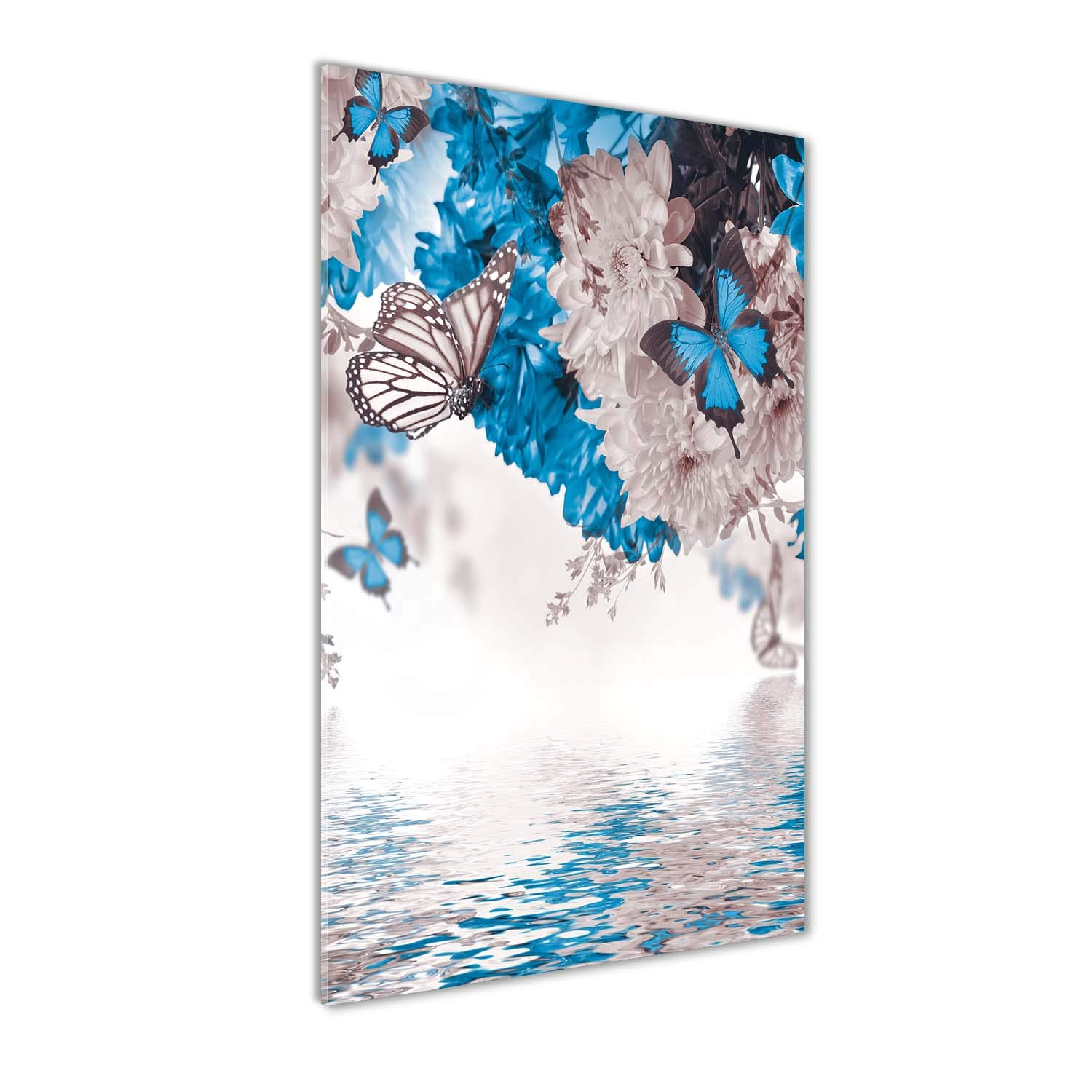 Tableau fleurs et plantes bleu Tulup - Déco mural derrière le plastique 50x100