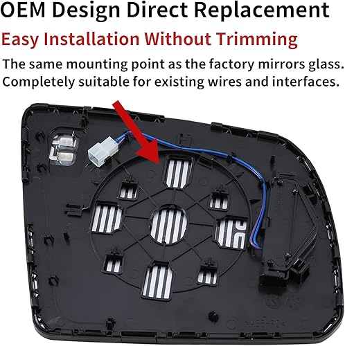 Miniatura 3 de Reemplazo del espejo lateral del conductor para Toyota Sequoia 2008-2017, Toyota Tundra 2007-2020 - Cristal de espejo convexo, espejo retrovisor