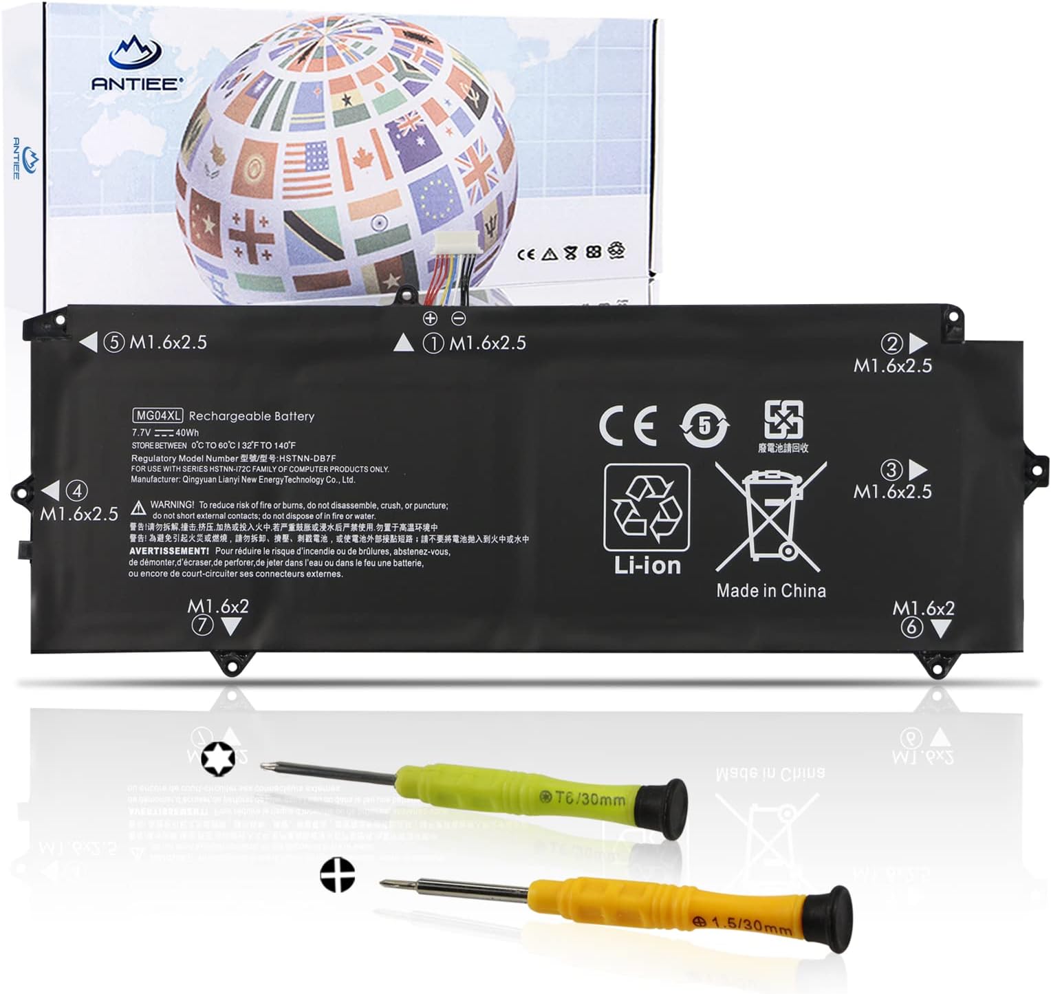 ANTIEE New MG04XL Laptop Battery Replacement for Hp Elite X2 1012 G1 Series Tablet HSTNN-172C HSTNN-I72C 812060-2B1 812060-2C1 812205-001 HSTNN-DB7F 7.7V 40Wh 4820mAh