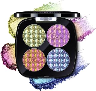 CHARMACY 4 Colors Chameleon Eyeshadow & Highlighter Palette - Shift-Infused Multichrome Pressed Pigments, Long-Lasting Velvet Finish, Vegan & Cruelty-Free Makeup Kit #01