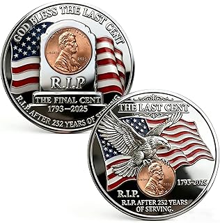 Collectible Medallion – The Final Cent 2025 Tribute Coin, 1793-2025 Last Penny Commemorative, 3D Engraved Uncirculated Challenge Coin for Collectors – Not Legal Tender (Smooth Edge)