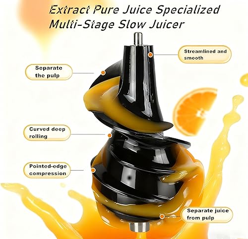 Miniatura 6 de Exprimidor de prensa en frío,Máquina extractora de jugo de canal de alimentación de 6.3 pulgadas de ancho, 300 W de motor de cobre exprimidor lento