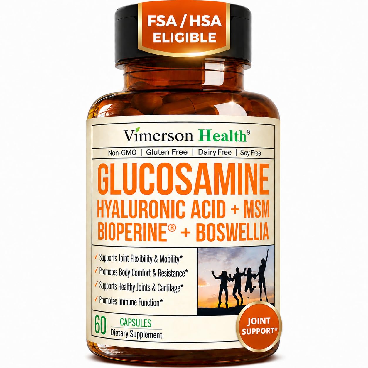 Glucosamine Sulfate 1000mg with Hyaluronic Acid – Joint Supplement 60 Caps 60 Count (Pack of 1)
