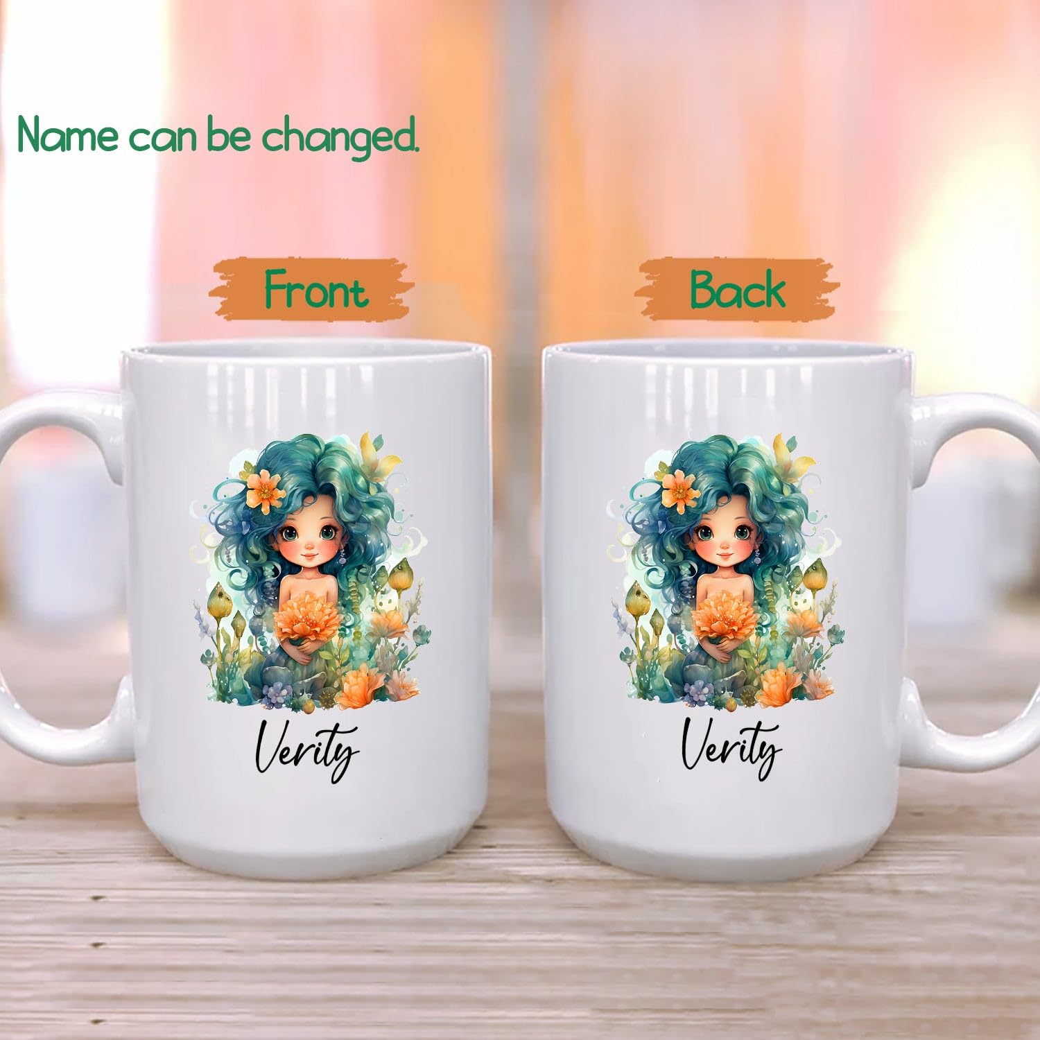 Personalized Baby Girl Coffee Mug 11 Oz 15 Oz, Beautiful Girl Coffee Cup, Customized Baby Girl White Ceramic Mug, Cute Baby Girls Travel Mugs Gifts for Lover Bestie, Unique Baby Girl Cups Custom Name