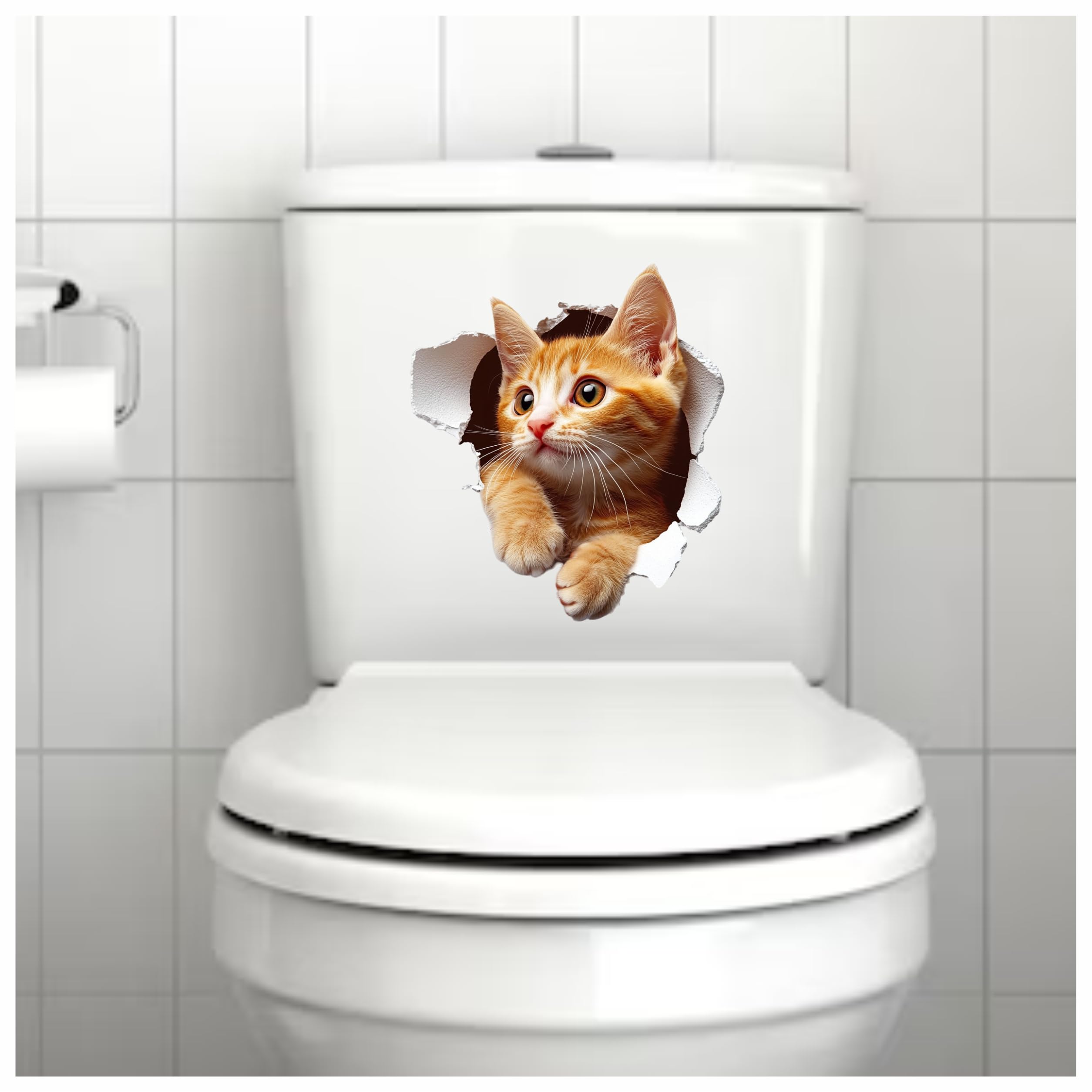x4 Ginger Kitten Vinyl Stickers Cover Marks Non Transparent Waterproof Decals 1@20cm Tall & 3@7cm Tall Ideal for Toilet Car Phone case - Image 2