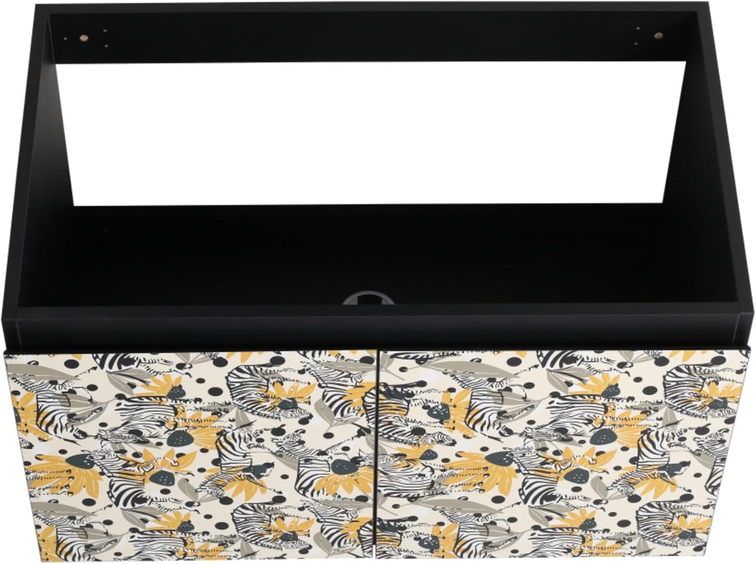 Bathroom Cabinet Door Panel for Vanity Storage Cabinets, Hidden Handle Artistic Design Modern Style Resistant to Humidity Suitable for Kitchen Bathroom Living Room (30 Yellow+Black + Door Panel*2 - H)