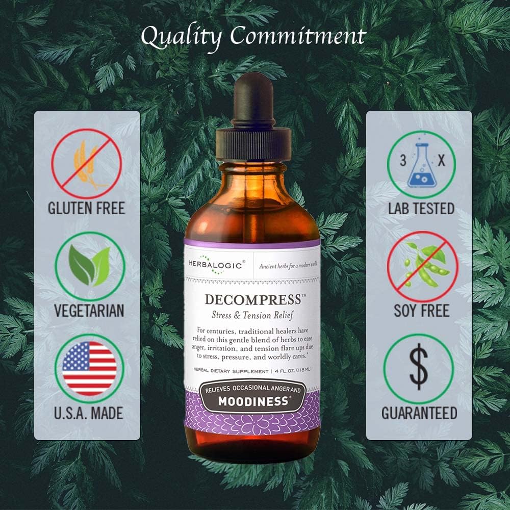 Herbalogic - Liquid Herb Drops - Stress & Tension Relief - Relieves Occasional Anger & Moodiness, Positive Mood Support - Based on the Traditional Chinese Formula Xiao Yao San- 4 Fl. Oz.