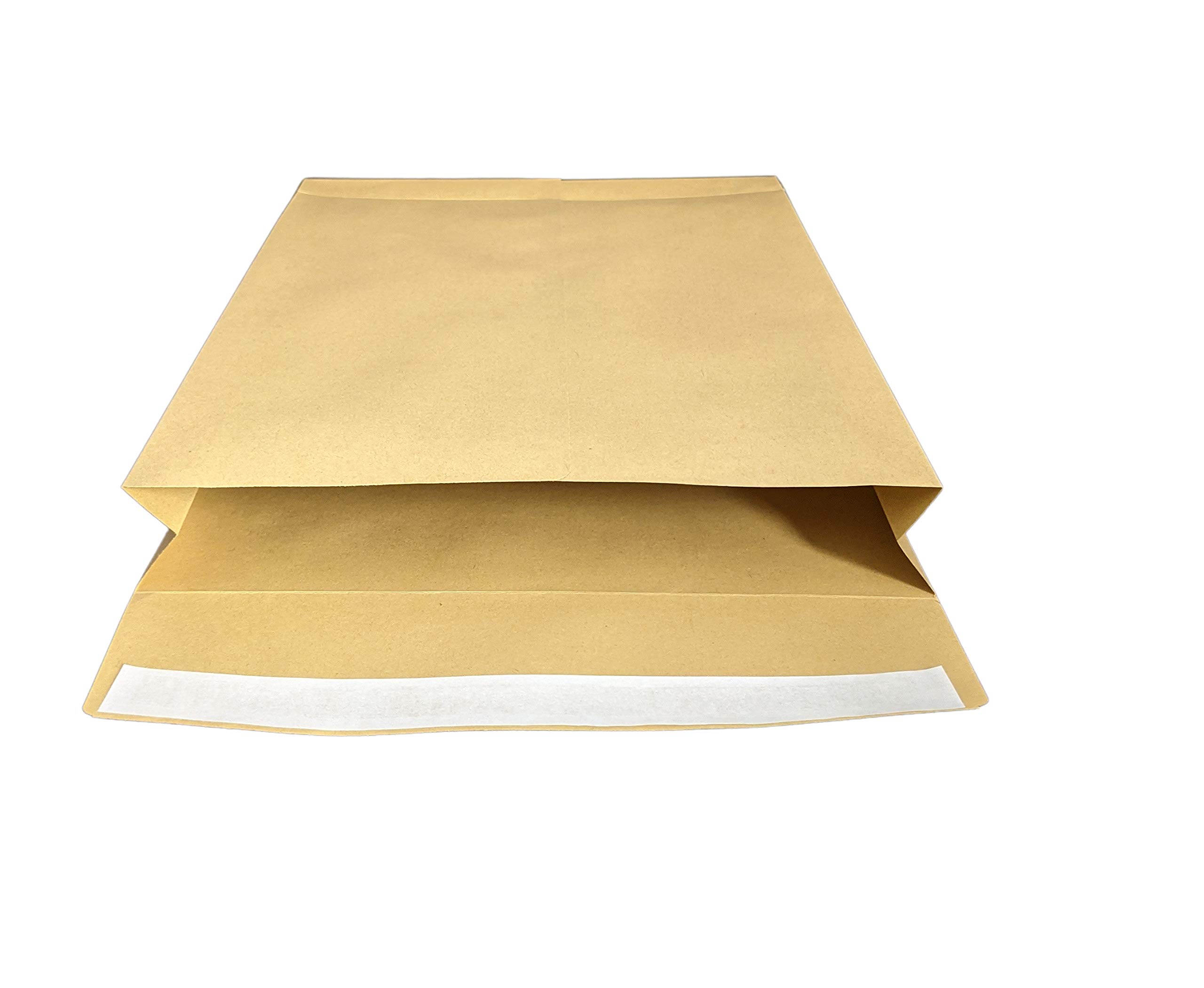 50x mybuy-24 Faltentaschen B4 A4 braun, 250x353mm, 4cm Falte Stehboden, selbstklebend mit Abziehstreifen, 130 g/qm, Faltenversandtaschen Musterbeutel