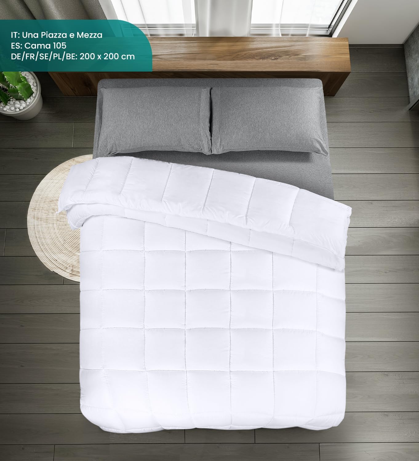 Utopia Bedding Piumino 200 x 200 cm, Piumone Leggero per Letto Una Piazza e Mezza, 100% Imbottitura in Fibra Cava, Trapunta in Microfibra per Tutte Le Stagioni (Bianco)