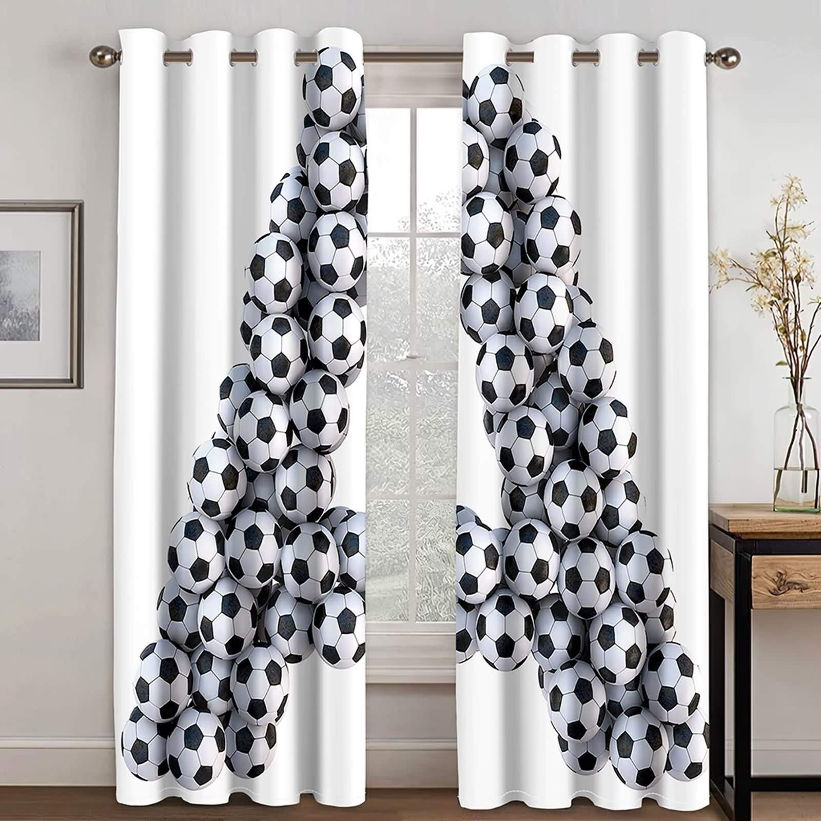 Rideaux occultants football alphabet noir blanc 137x160cm KnSam pour chambre