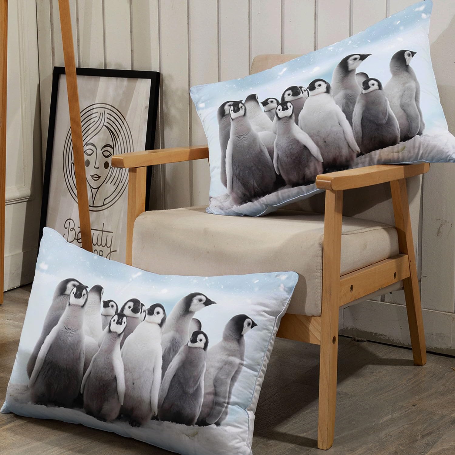 RADEMA Leuke pinguïn dekbedovertrek dubbel, 3D-print dierenpinguïn dekbedovertrekken volwassen kind beddengoed set zachte microvezel dekbedovertrek met kussenslopen en rits