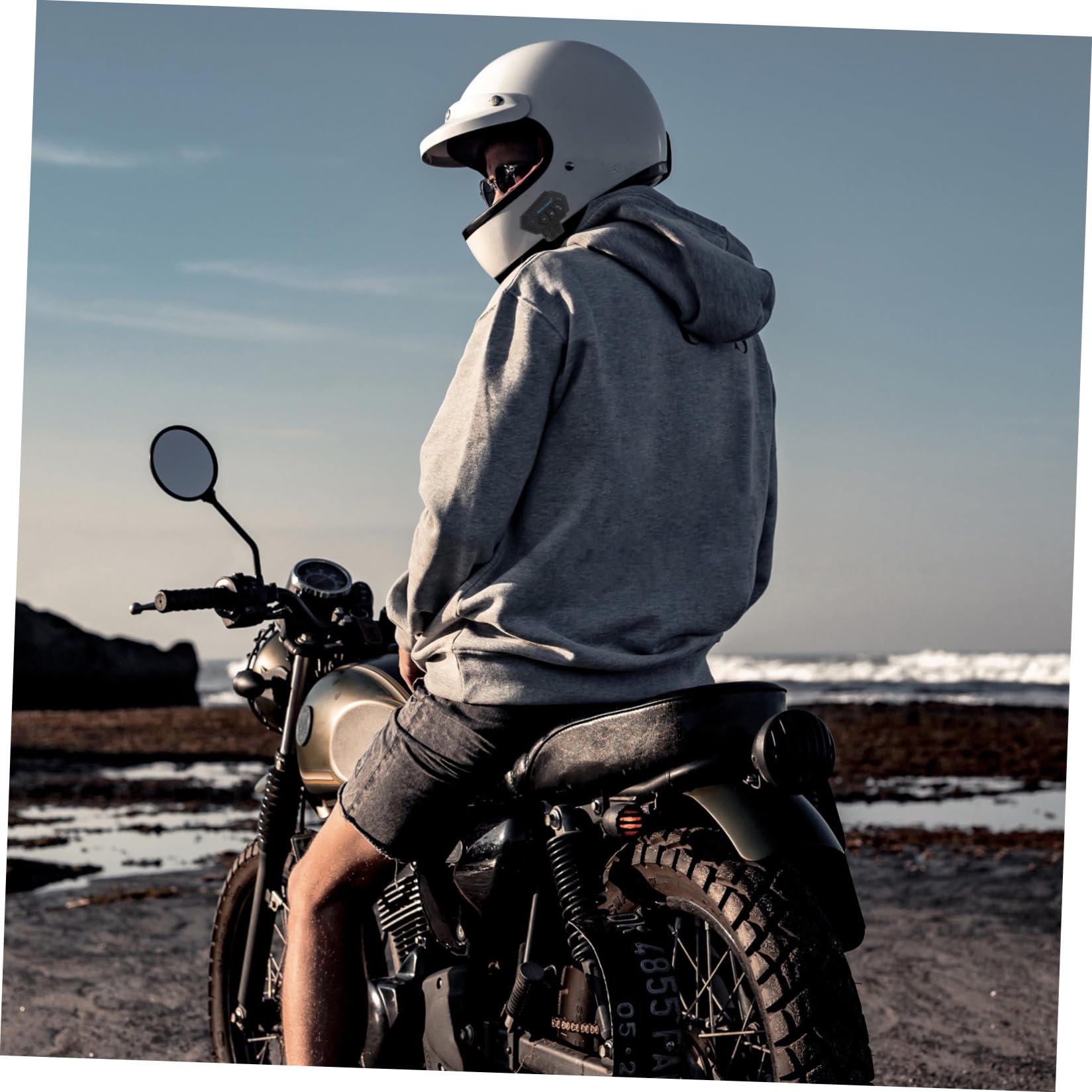 Auricolare Wireless per Casco da Moto, Stereo, Nero