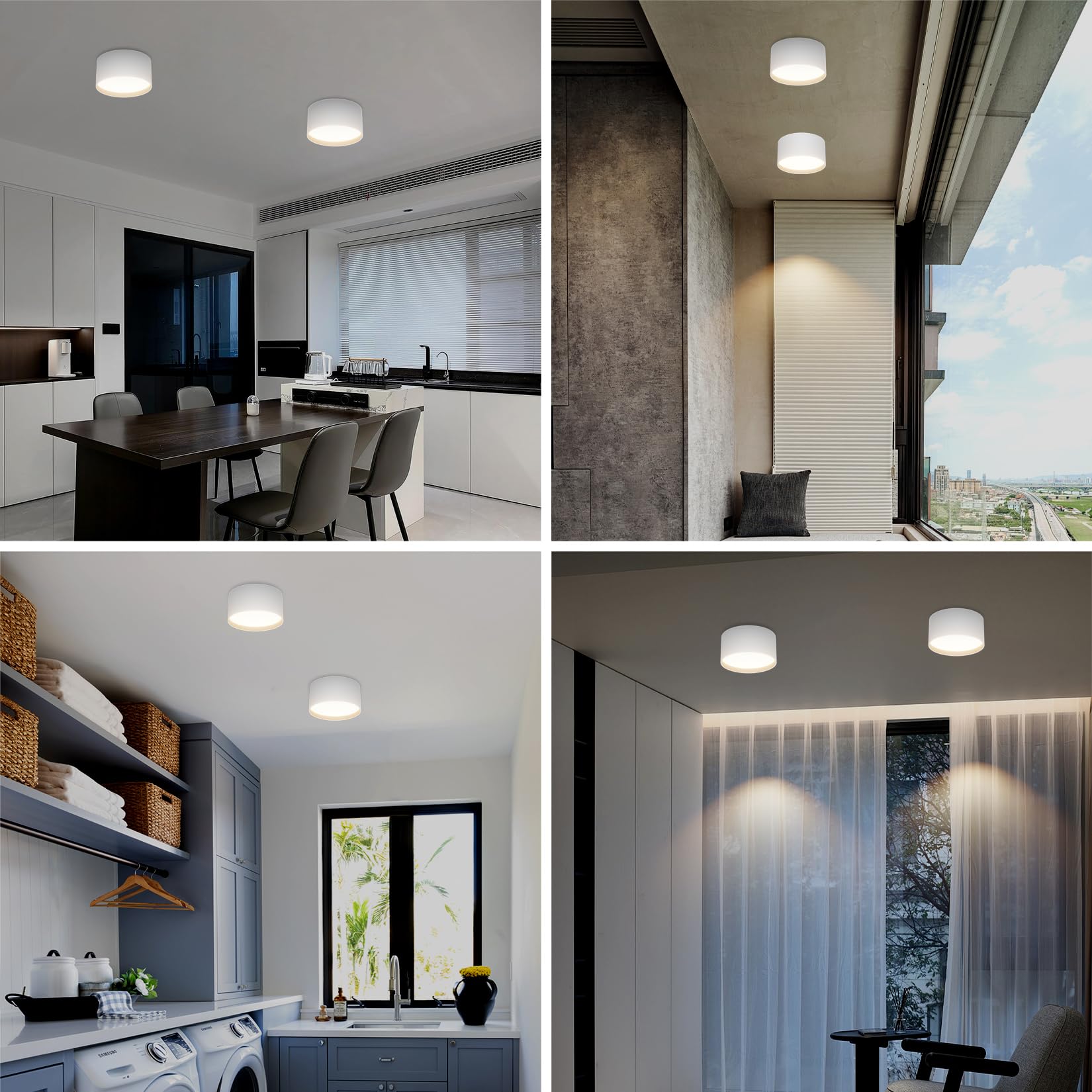 Klighten 18W LED Faretti da Soffitto Rotonda, Bianco Faretto da superficie, Plafoniera da Soffitto Moderna Bianco caldo 3000K, Lampada da soffitto Alluminio, IP44, 1029LM, 60X120mm