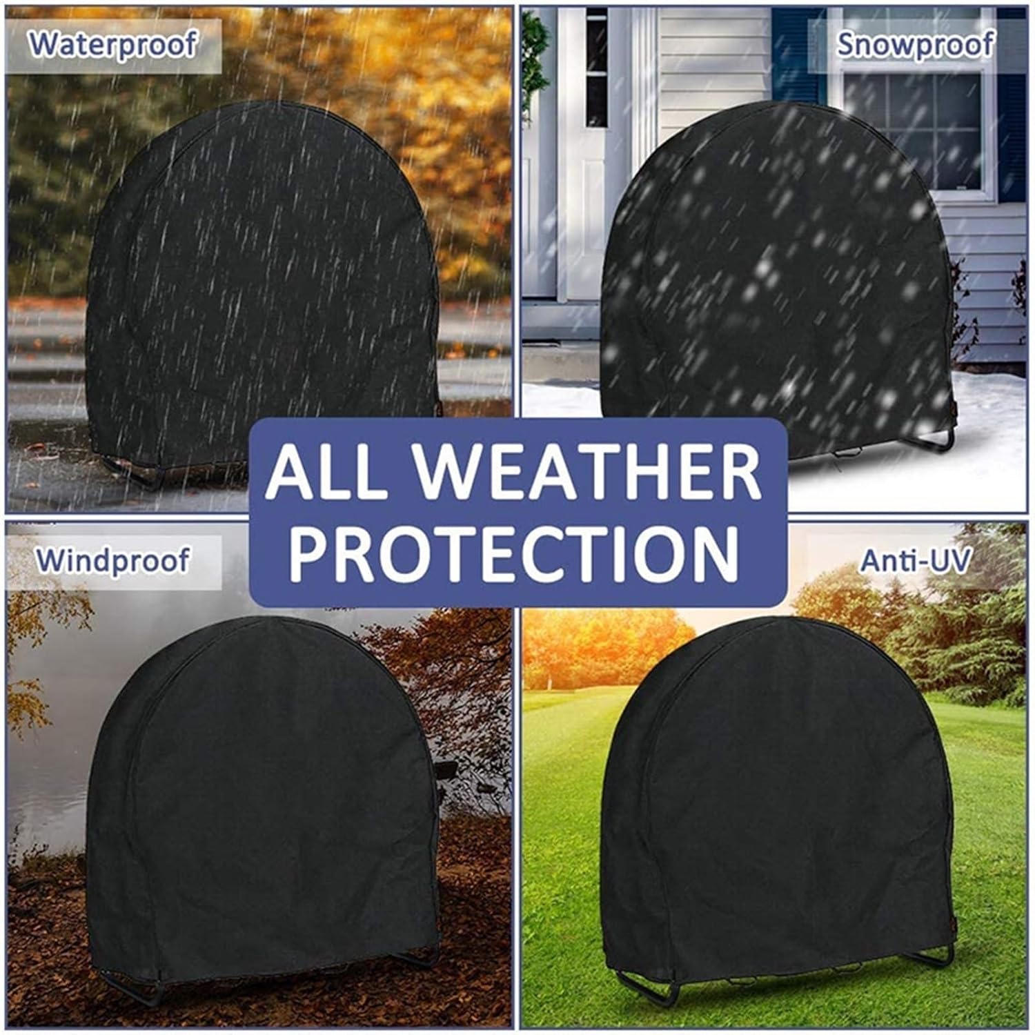 Log Rack Cover Firewood Rack Cover Indoor Outdoor Firewood Storage Log Rack and Cover Combo Set 210D Oxford Outdoor Waterproof Firewood Log Hoop Cover(Round 122 * 61 * 124cm)