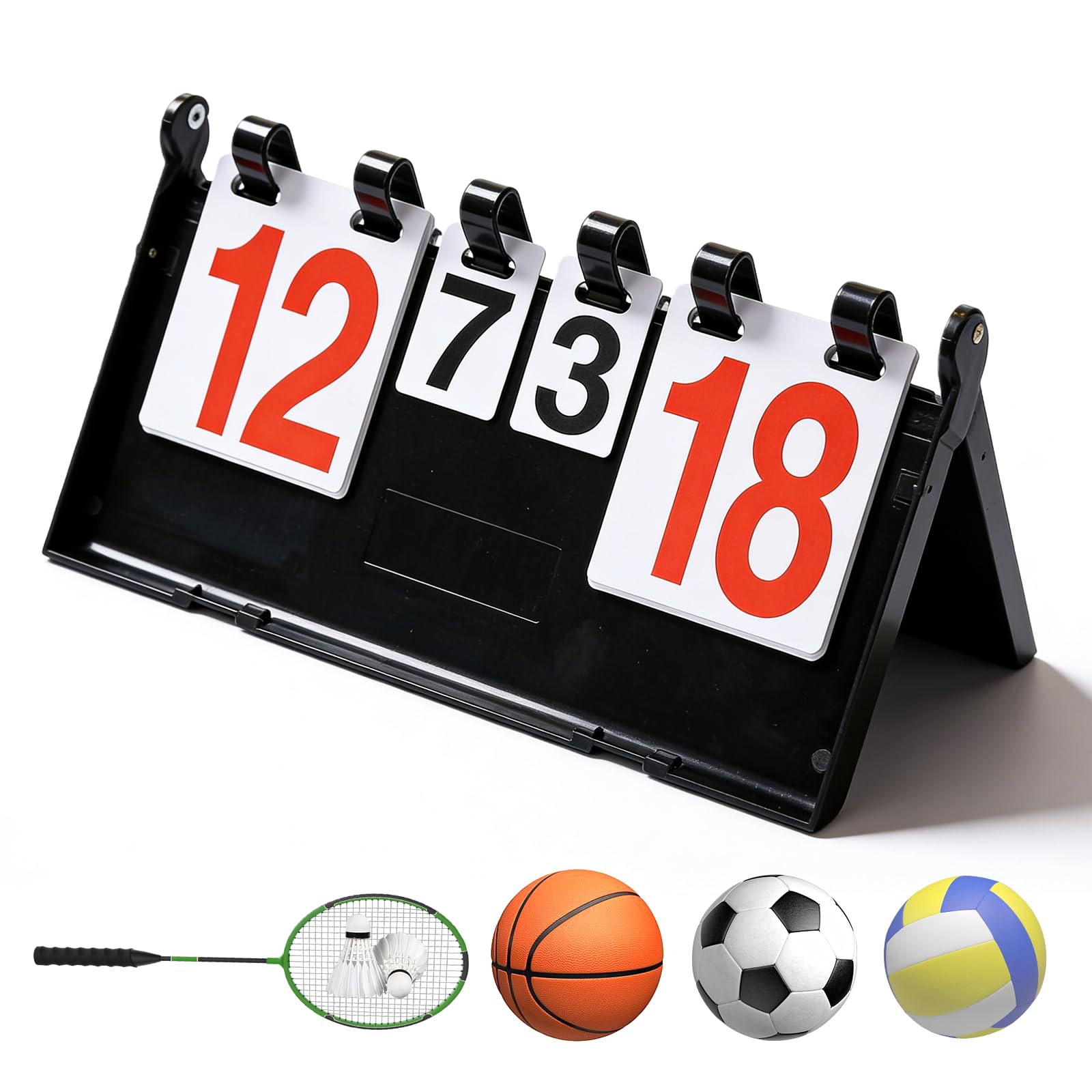 PORFOYO Tabellone segnapunti, 4 cifre per competizioni sportive, tabellone segnapunti 38,8 * 21 * 21 cm, conteggio per competizioni con tacca, tabellone segnapunti sportivo digitale, conteggio