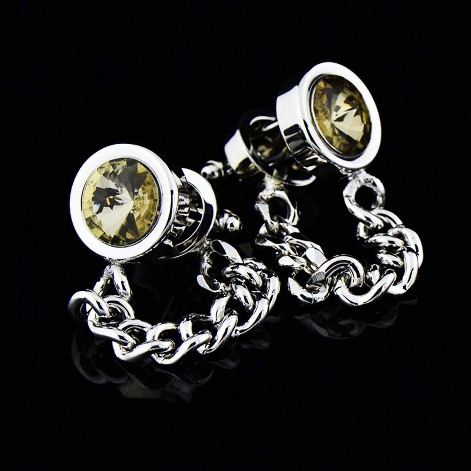 Daesar Cuff Links Copper Cuff Link Wedding Chain Round Cubic Zirconia Champagne Cuff Links Vintage Champagne Silver