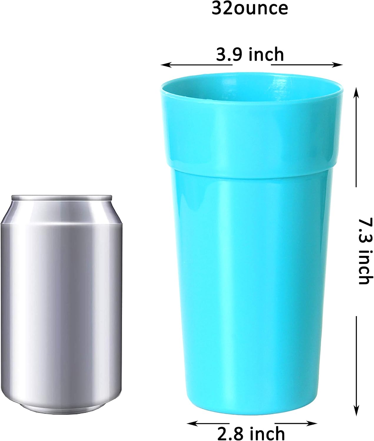 Youngever 9 Pack Plastic Tumblers, Unbreakable Drinking Glasses, Plastic Cups in 9 Assorted Colors (32 Ounce)