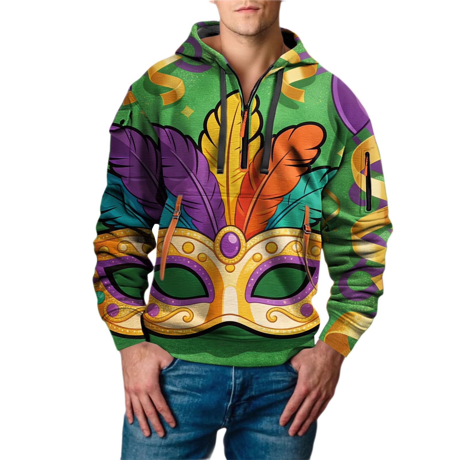 Sudadera con capucha corta masculina con estampado 3D ideal para usar como ropa de trabajo 5