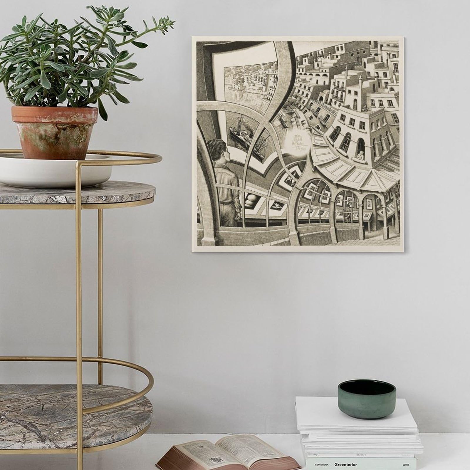 WCYB Stampa galleria di M.C. Escher Stampe poster su tela Deco Dipinti Wall Art per ufficio 30,5 cm L x 30,5 cm W