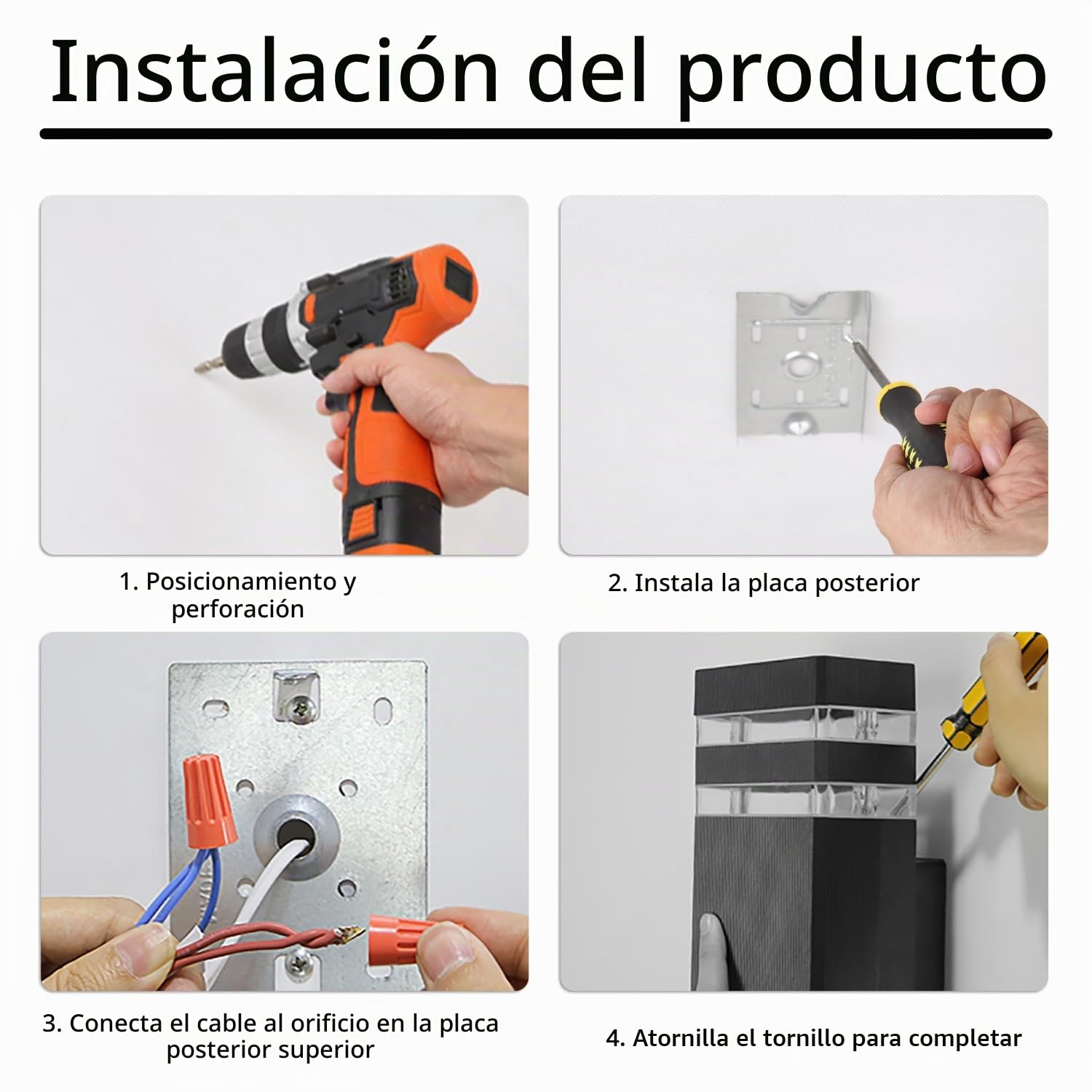 2 Apliques de Pared Exterior LED, Luz 3000K Up Down IP65 | aluminio,Perfecto para iluminación decorativa en terrazas, patios, jardines, entradas, fachadas y garajes