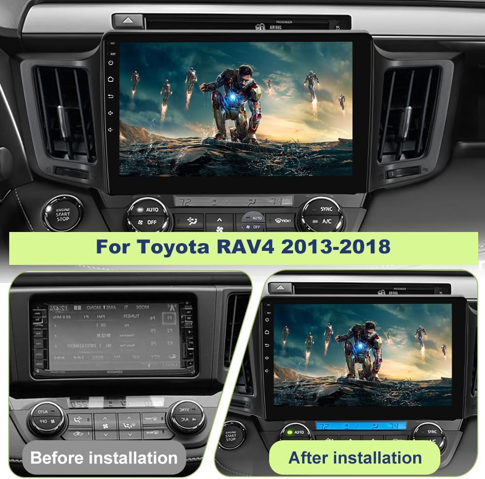 2G+64G Car Radio Stereo for Toyota RAV4 2013-2018 10.1Inch Android Head Unit Touchscreen with Wireless CarPlay Android Auto Bluetooth GPS Navigation with Rear Camera (B)
