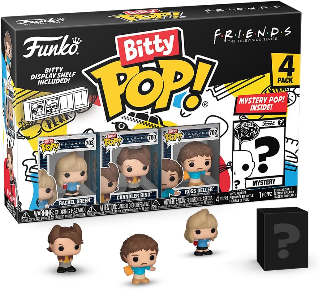 Funko Bitty POP! Friends and A Surprise Mystery Mini Figure - 0.9 Inch (2.2 Cm) Collectable - Stackable Display Shelf Included - Gift Idea - Party Bags Stocking - Cake Topper - Tiny Collectable