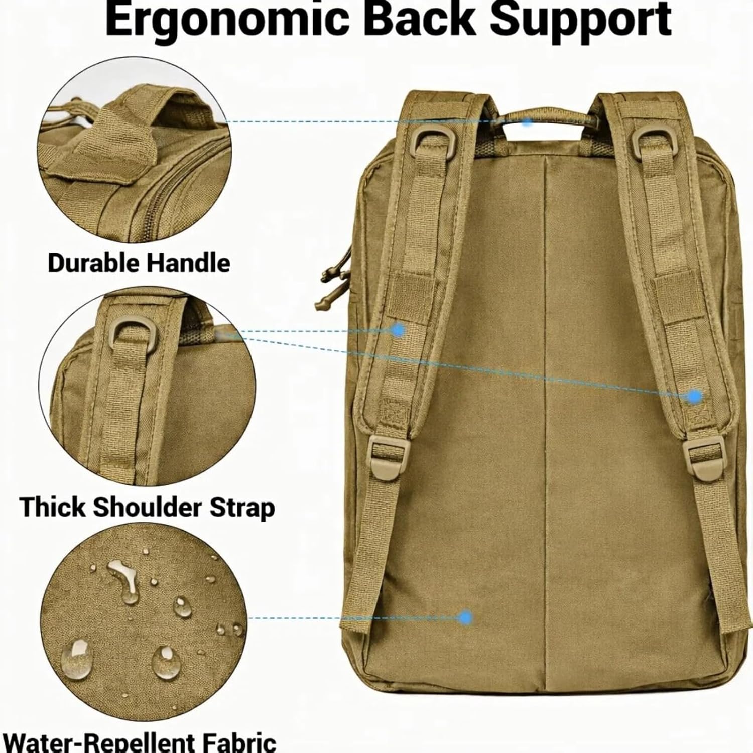 KOKKOYA Military Backpack for Men 35L Tactical Backpack with Laptop Compartment for Hiking Camping Travel Daily Commutes（khaki）