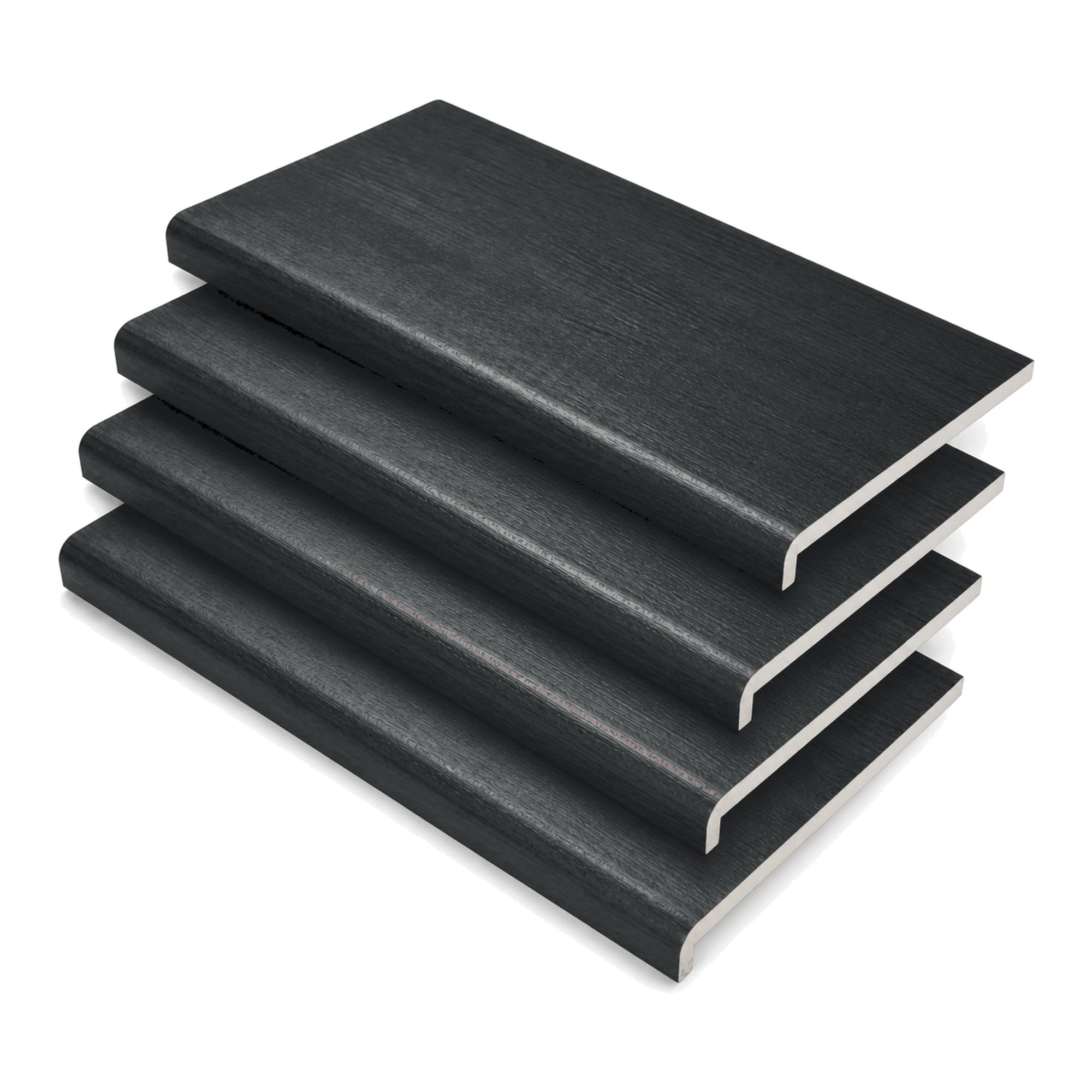250mm x 2m Anthracite Grey uPVC Fascia Capping Board + End Caps – 4 Pack