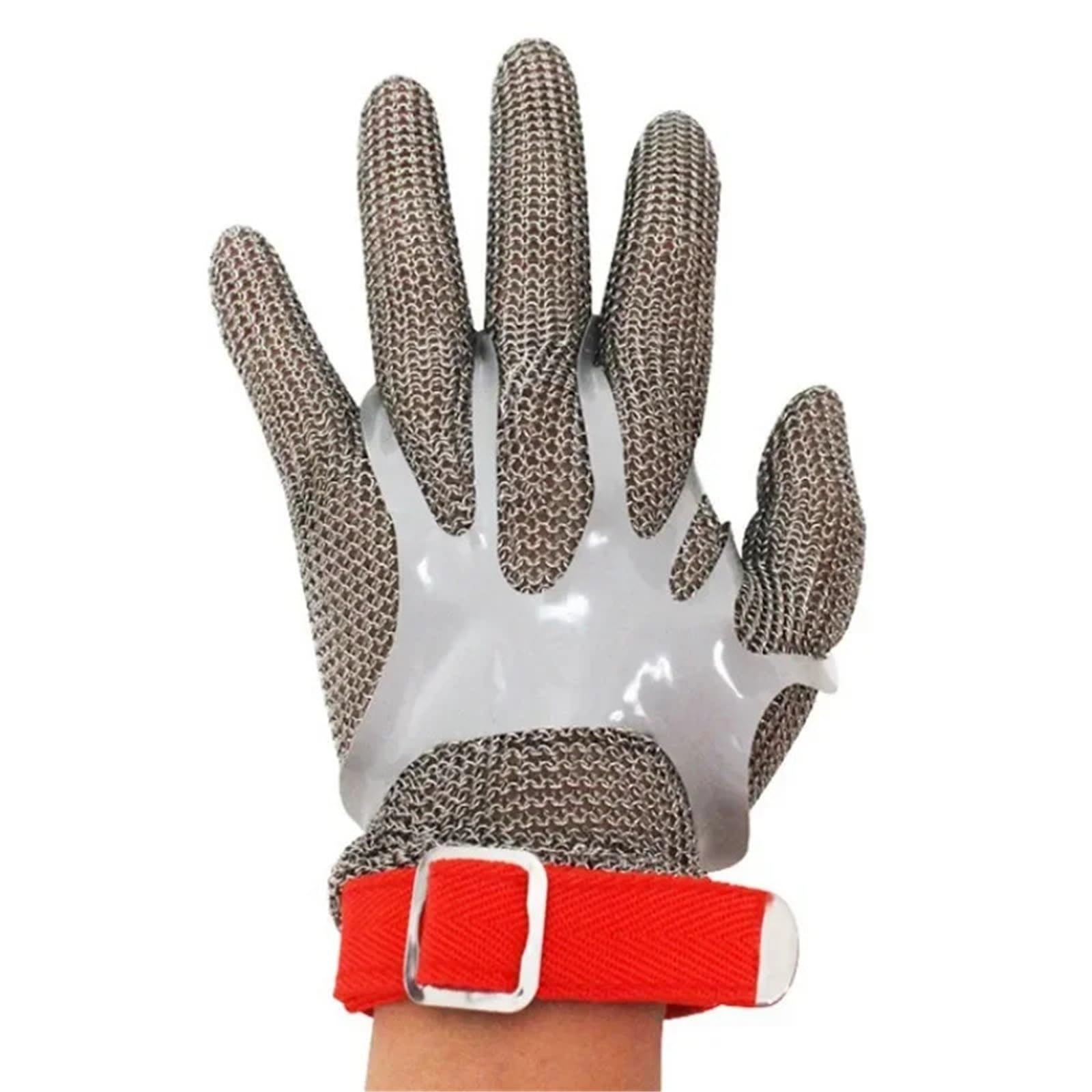 Genérico Guantes de seguridad anticorte de nivel 5, guantes de trabajo resistentes a puñaladas de alambre de acero inoxidable for tareas metálicas(S white wristband)
