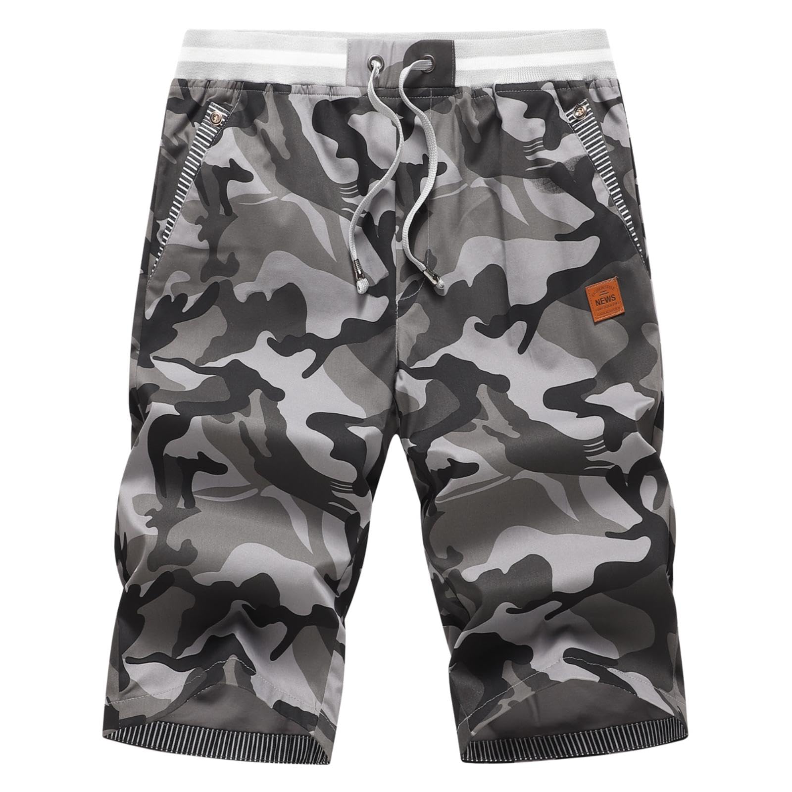 HCSS Kurze Hosen Herren Bermuda Shorts Herren Sommer Chino Shorts Baumwolle Gummizug mit Tasche