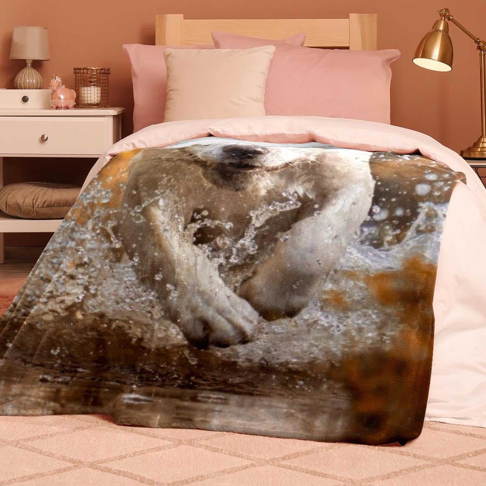 Couverture Polaire Chien Blanc Couverture Microfibre Chaude Et Douce Jeté De Canapé Couverture 150×200cm